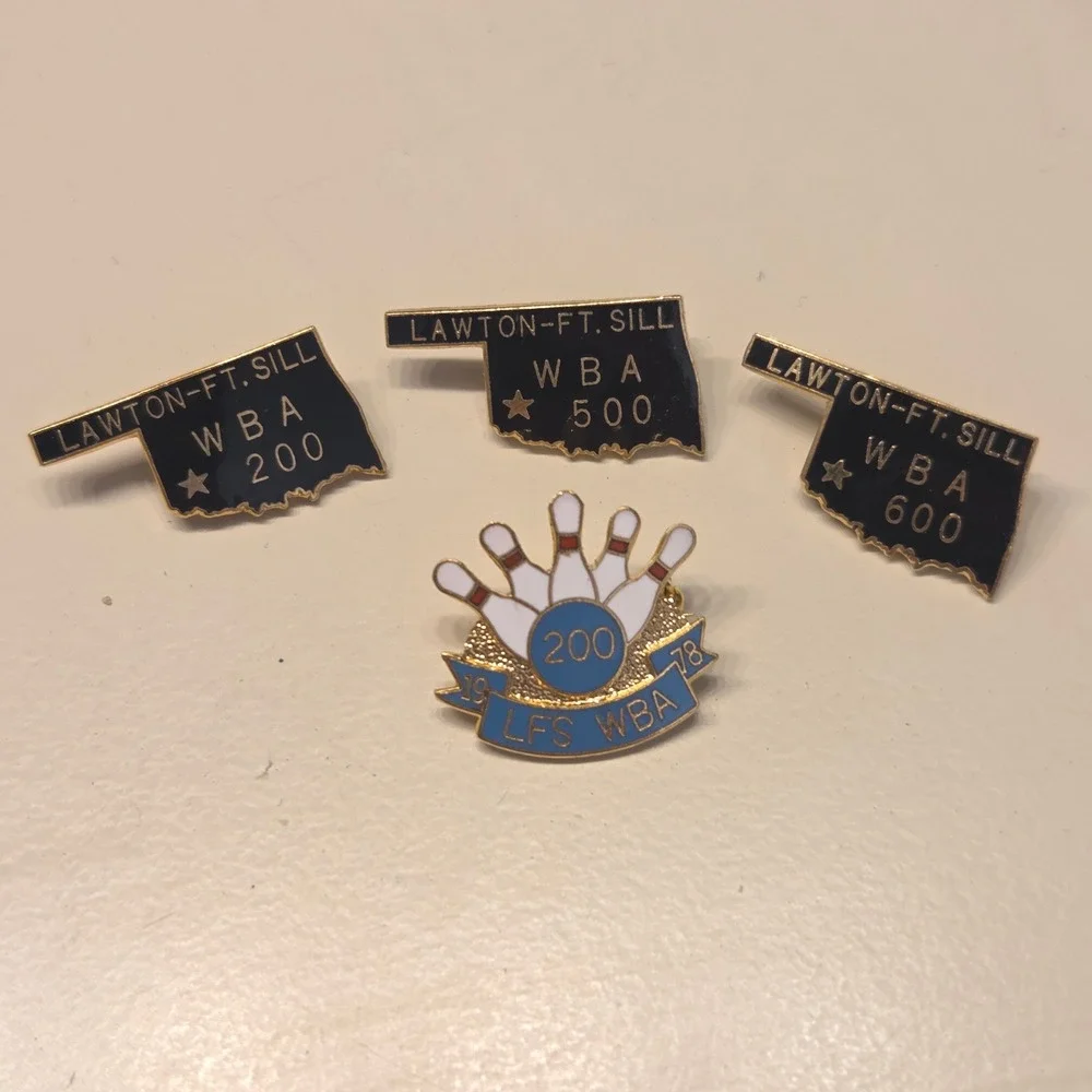 Lot of‎ 4 Lawton FT Sill WBA Bowling Pins Enamel Pins